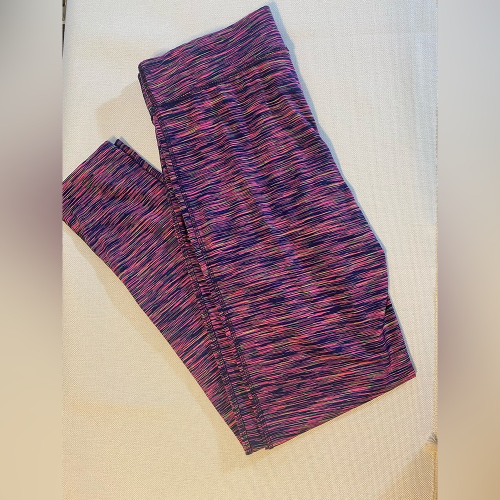 Beverly Hills Polo Club Leggings | Large | Multi-Colored, Pink, Navy, Space-Dyed